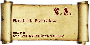 Mandjik Marietta névjegykártya